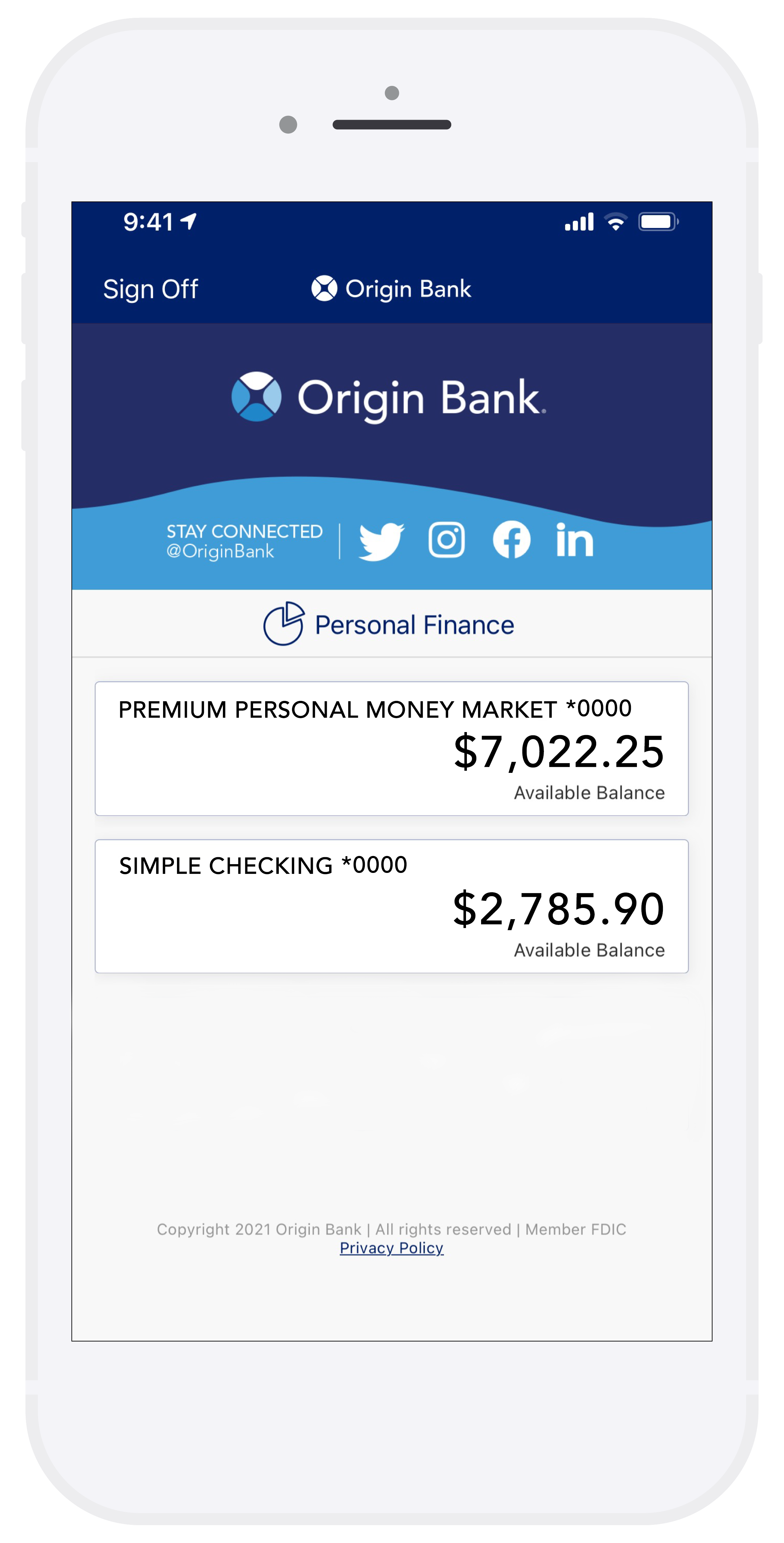 Mobile Banking Origin Bank